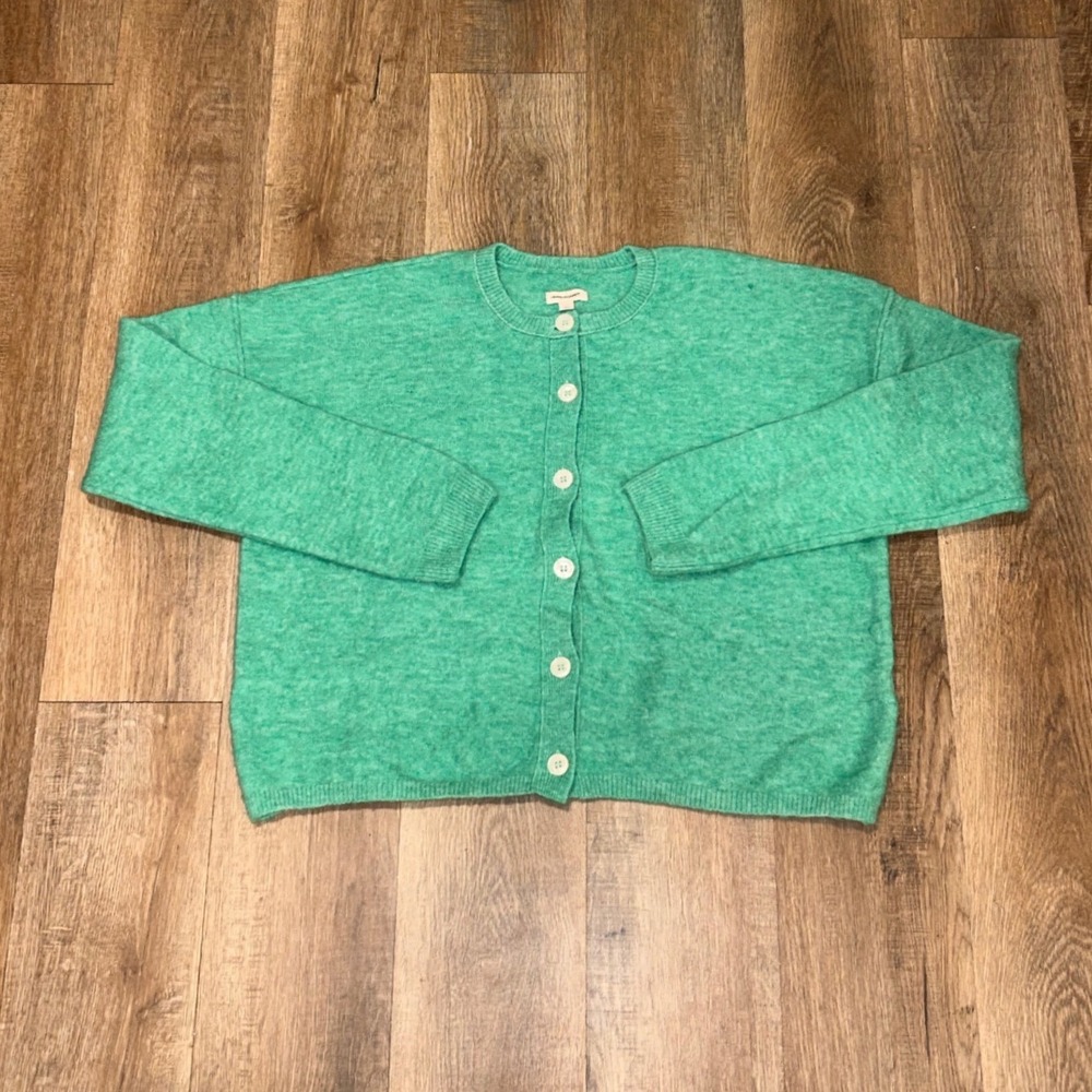 Pilcro Anthropologie Green Wool Blend Cardigan Sweater Large OB2141675